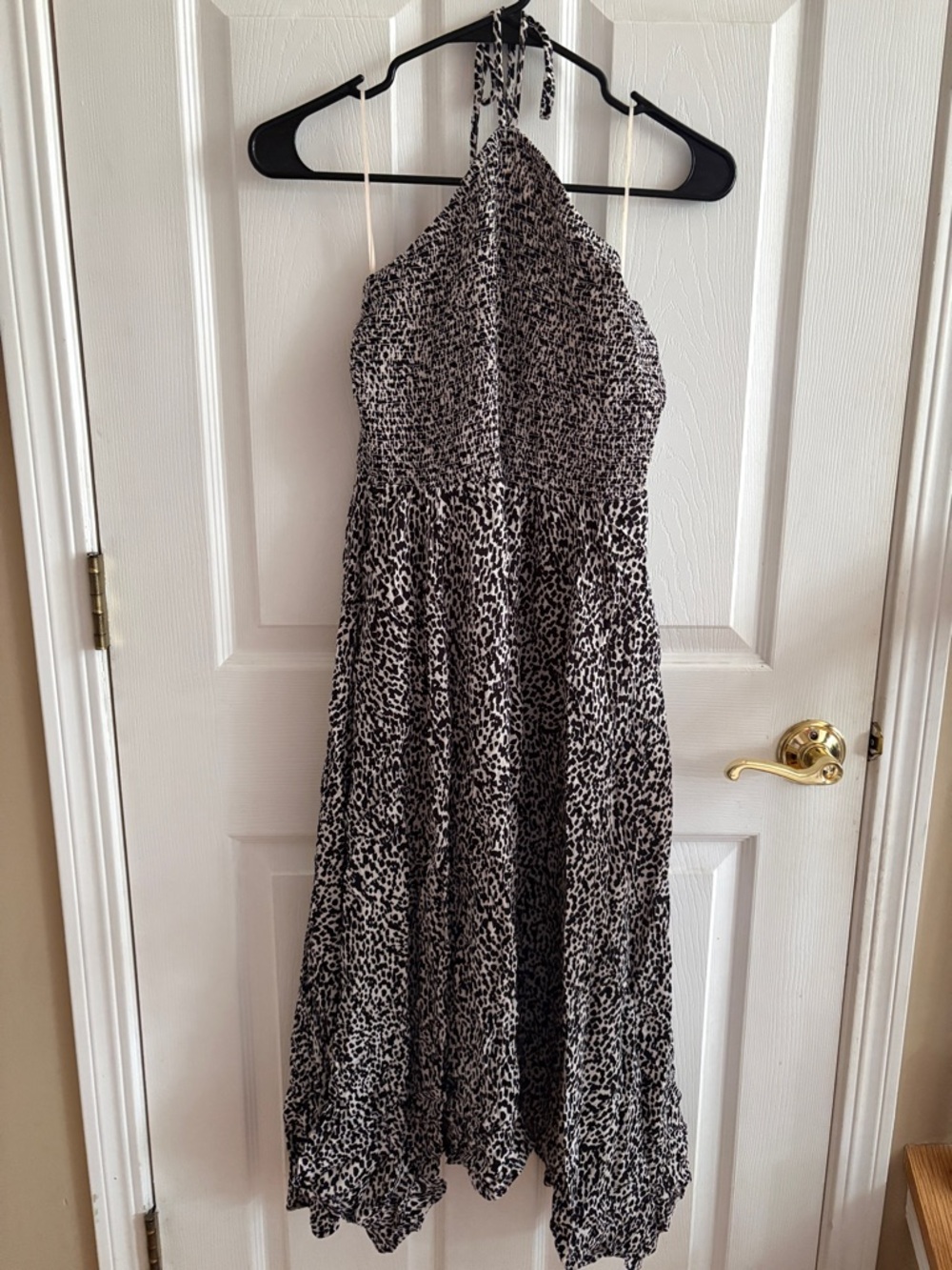 Old Navy Halter Neck Black and White Leopard Print Midi Dress